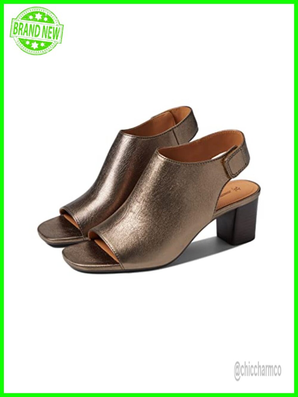 Open Toe Bootie Slide Block Heel Hook and Loop Adjustable Ankle Strap